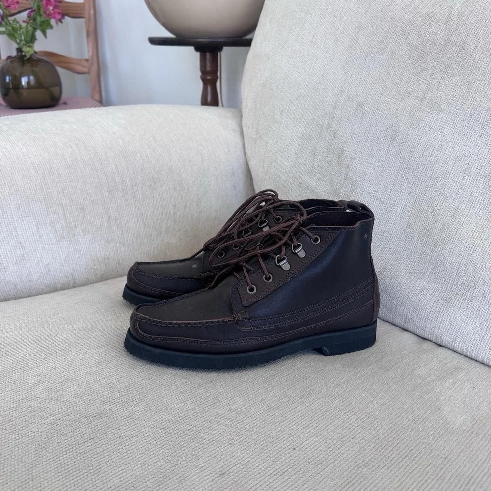 Dexter Brown Leather Boots 9 Lace Up Ankle Preppy Minimalist Classic Vintage 90s